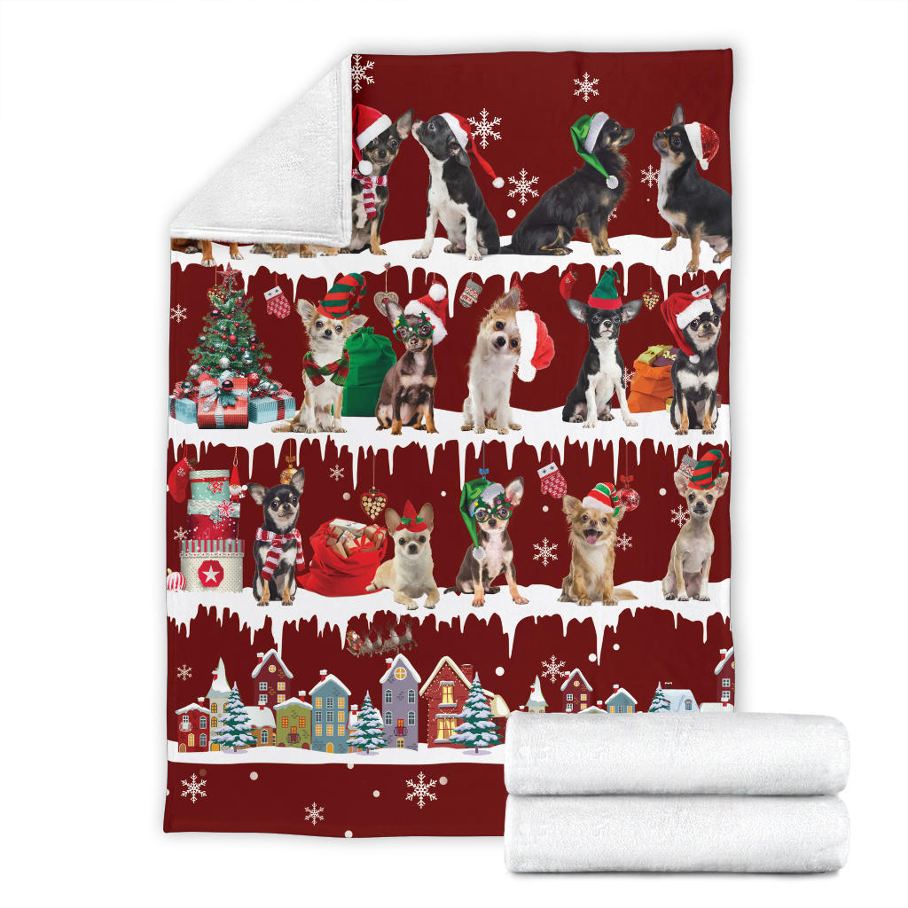 Chihuahua Snow Christmas Blanket