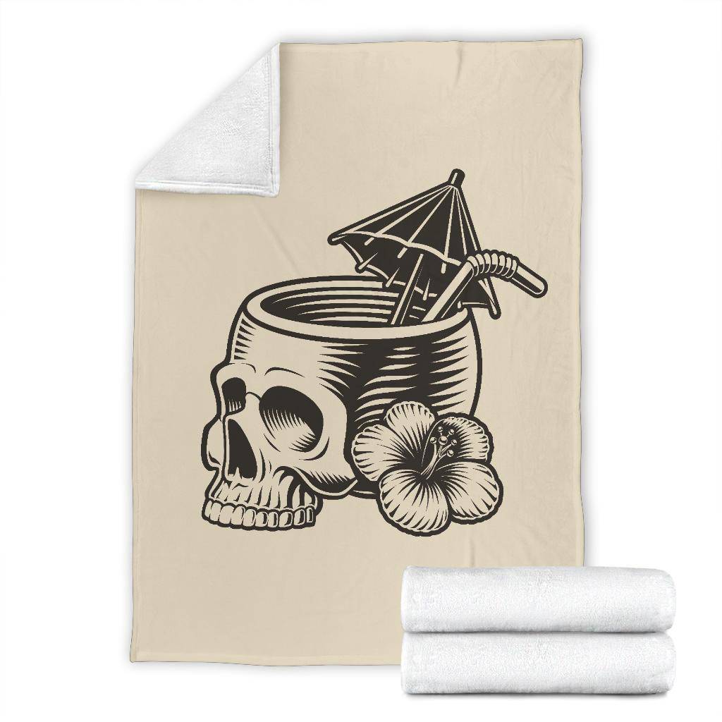 Skull Head With Cocktail Straw Cartoon Illustration Premium Blanket - Top Content | POD Collection | Free Shipping