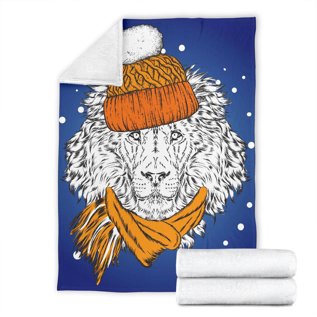 Stylish Winter Lion Cartoon Premium Blanket - Top Content | POD Collection | Free Shipping