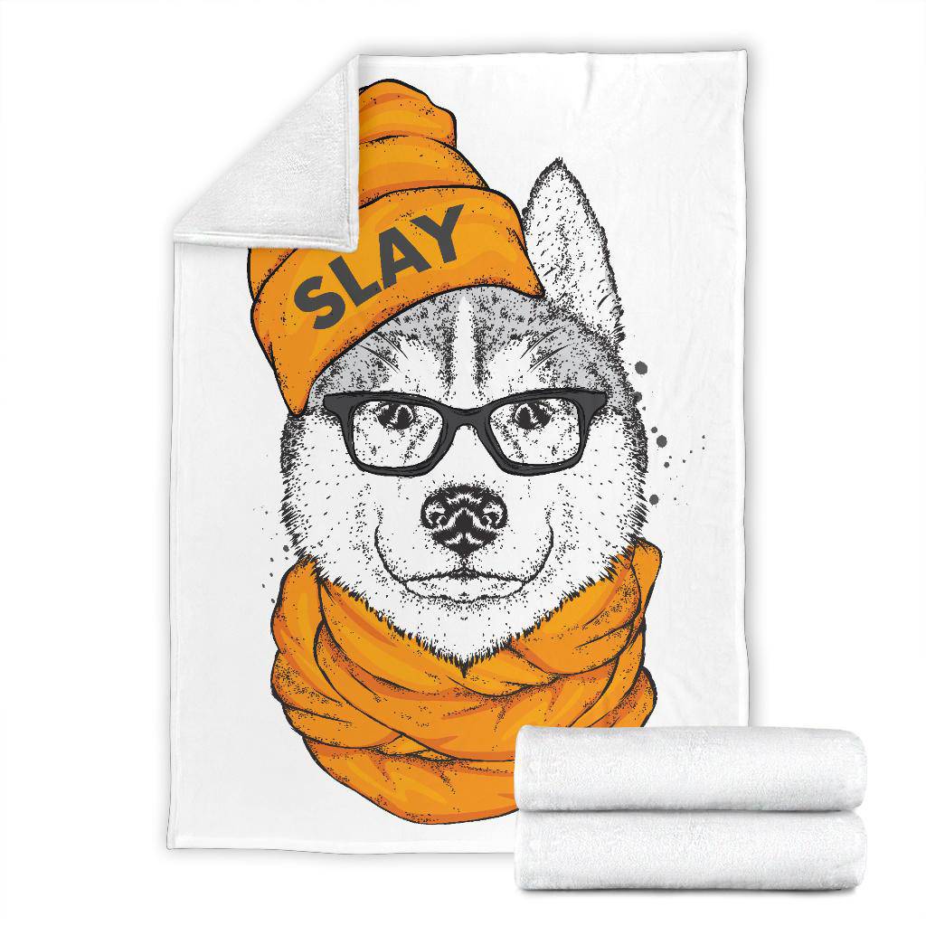 Stylish Slay Husky Cartoon Premium Blanket - Top Content | POD Collection | Free Shipping