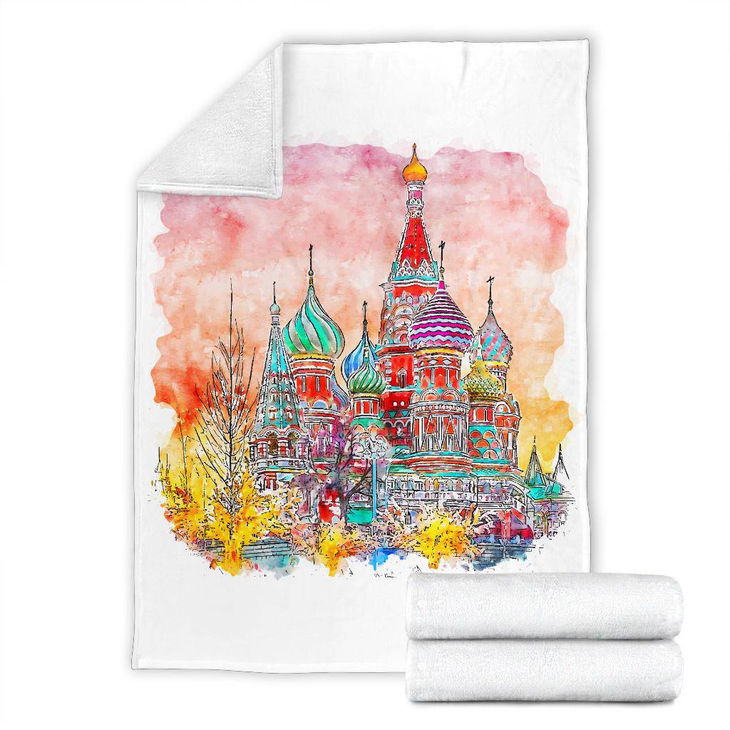 Hand Drawn Moscow Russia Watercolour Sketch Illustration Premium Blanket - Top Content | POD Collection | Free Shipping