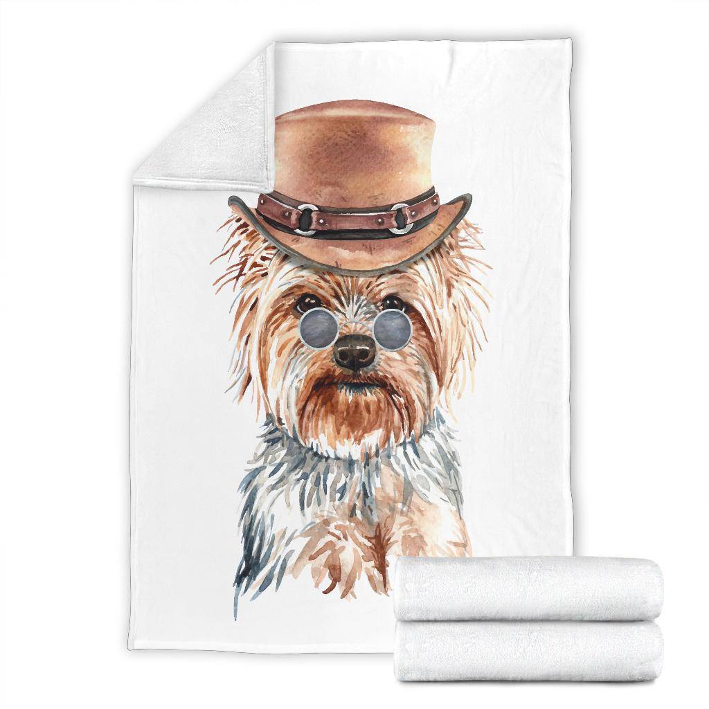 Yorkshire Terrier Watercolour Portrait Premium Blanket, Cute Dog Cartoon - Top Content | POD Collection | Free Shipping