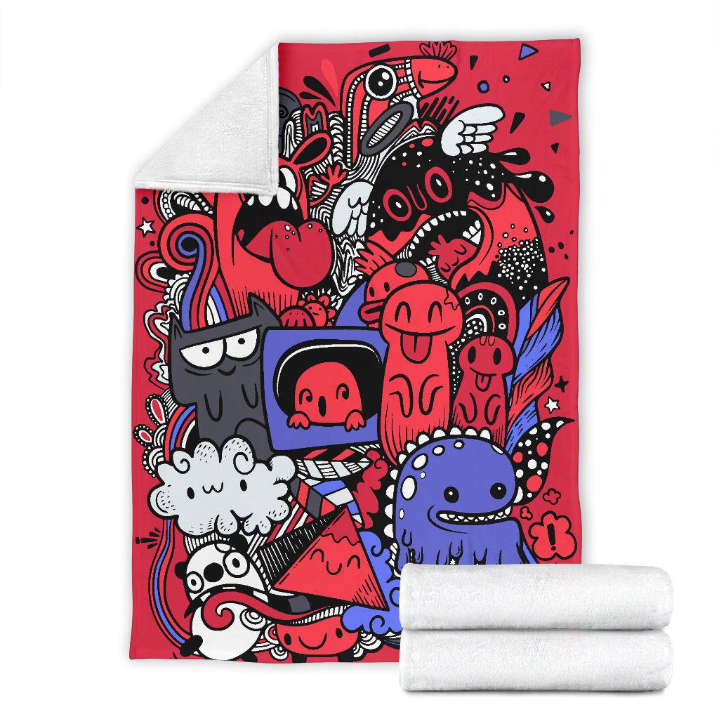 Funny Monster Drawing Cartoon Graffiti Premium Blanket - Top Content | POD Collection | Free Shipping