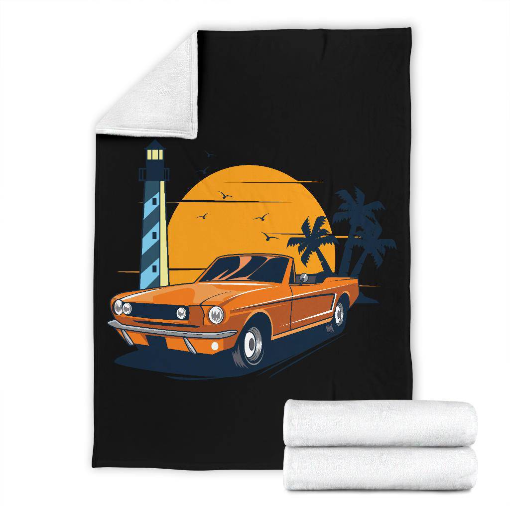 Convertible Car Lighthouse Sunset Premium Blanket - Top Content | POD Collection | Free Shipping