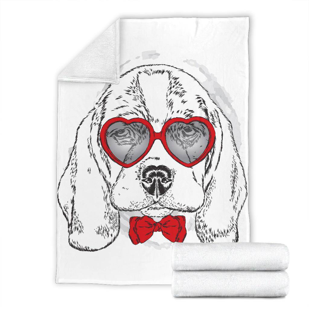 Beagle Dog Breed with Cute Heart Sunglasses Premium Blanket - Top Content | POD Collection | Free Shipping