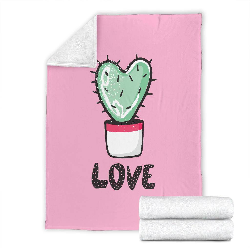 Love Cactus, Heart Shape Plant Lover Pink Art Premium Blanket - Top Content | POD Collection | Free Shipping