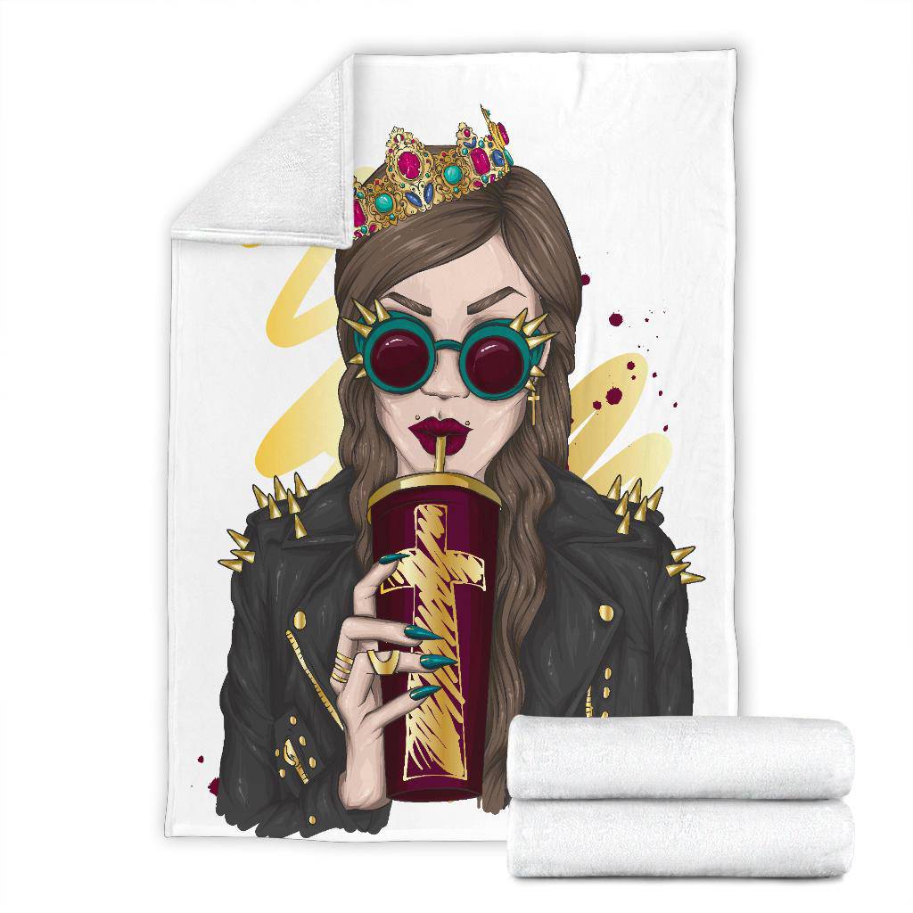 Stylish Rock Girl Cartoon Premium Blanket - Top Content | POD Collection | Free Shipping