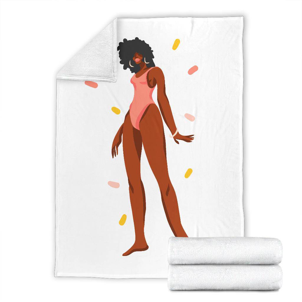 Hand Drawn Afro Woman Cartoon, Summer Premium Blanket - Top Content | POD Collection | Free Shipping