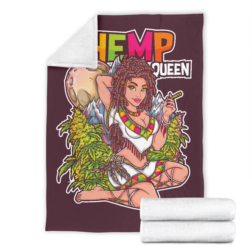 Sexy Woman Smoking Cannabis Weed Hemp Queen Premium Blanket - Top Content | POD Collection | Free Shipping