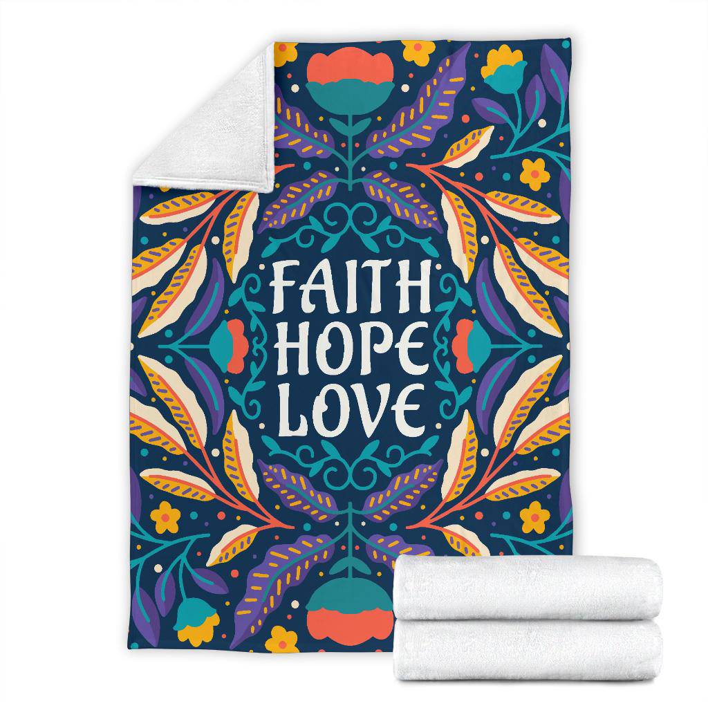 Faith Hope Love Floral Background Premium Blanket - Top Content | POD Collection | Free Shipping