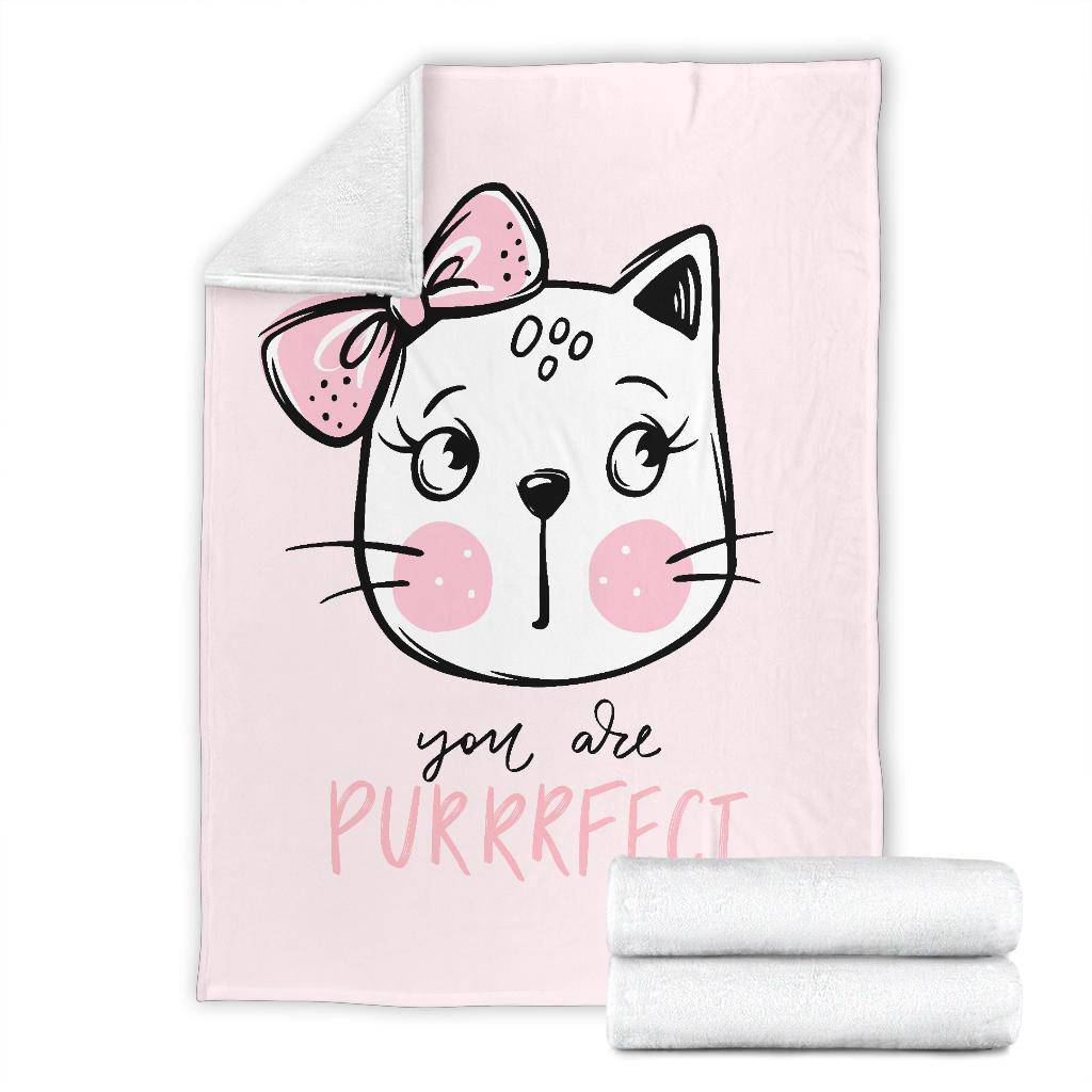 Premium Blanket You Are Purrrfect, Cute Cat Hand Drawn Illustration - Top Content | POD Collection | Free Shipping