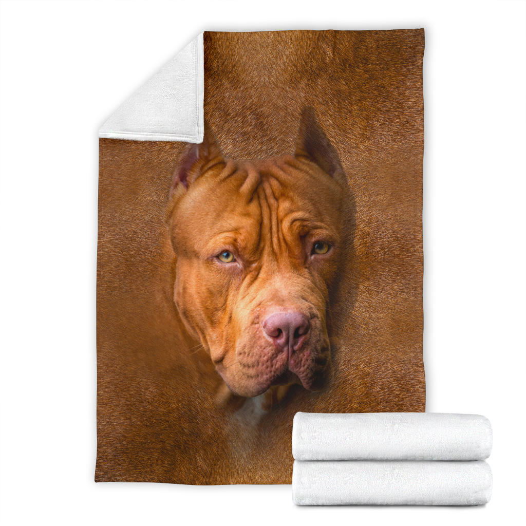 American PitBull Terrier Face Hair Blanket