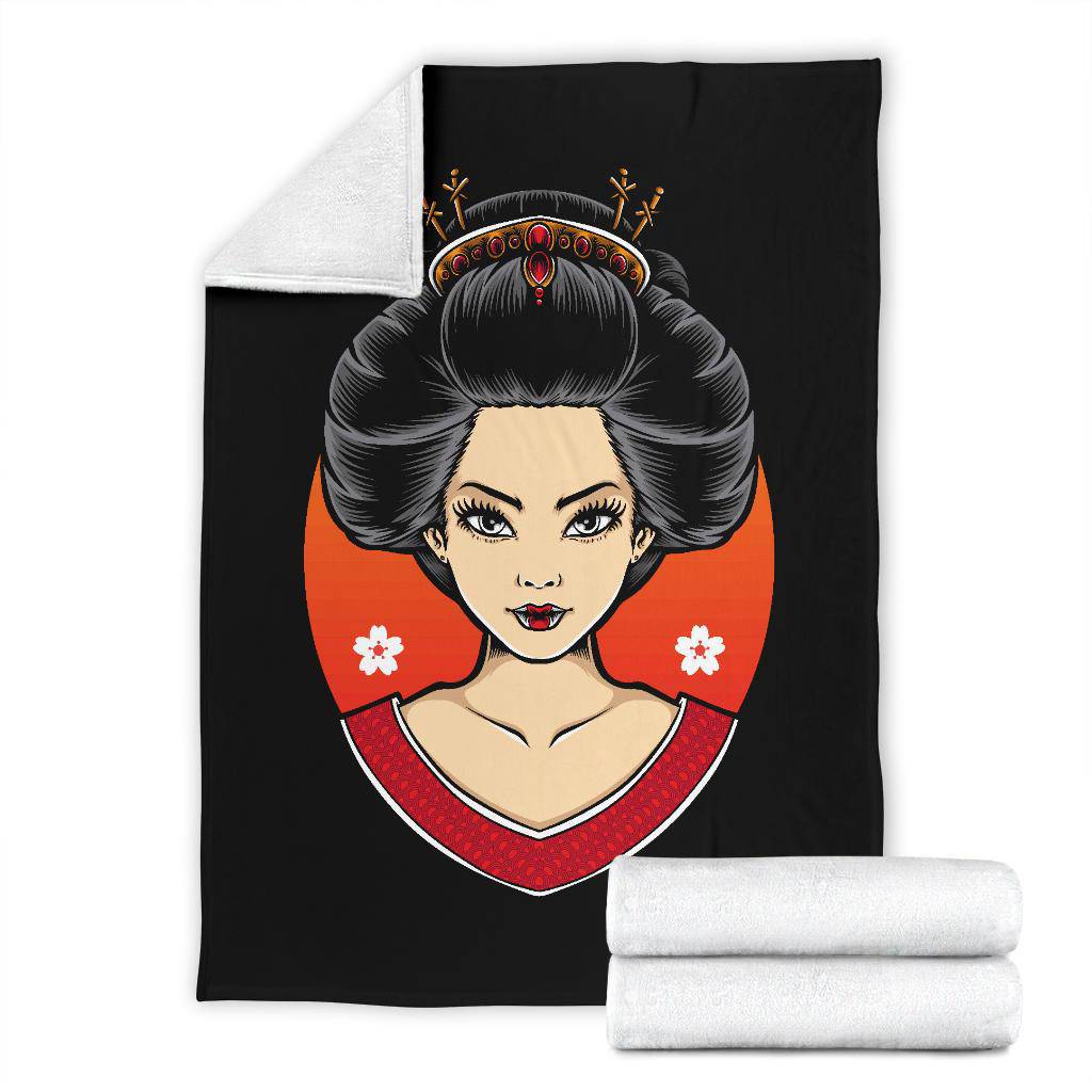 Geisha Portrait Premium Blanket, Japanese Style Art Drawing - Top Content | POD Collection | Free Shipping