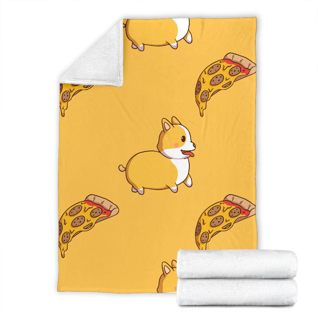 Cool Corgi Pizza Slice Yellow Cartoon Premium Blanket - Top Content | POD Collection | Free Shipping