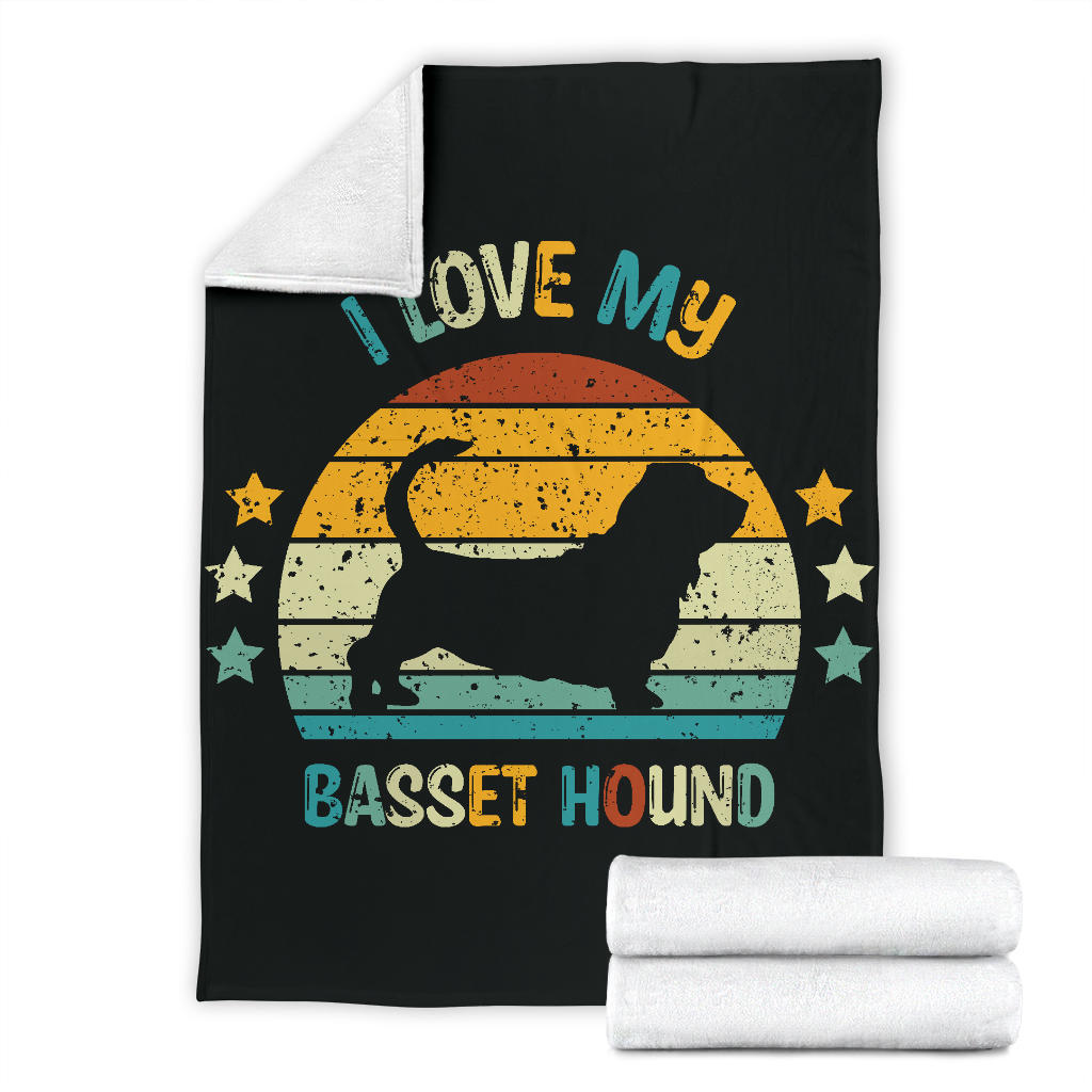 Basset Hound Blanket, Basset Hound Retro Blanket, Basset Hound Throw Blanket, Basset Hound Gifts