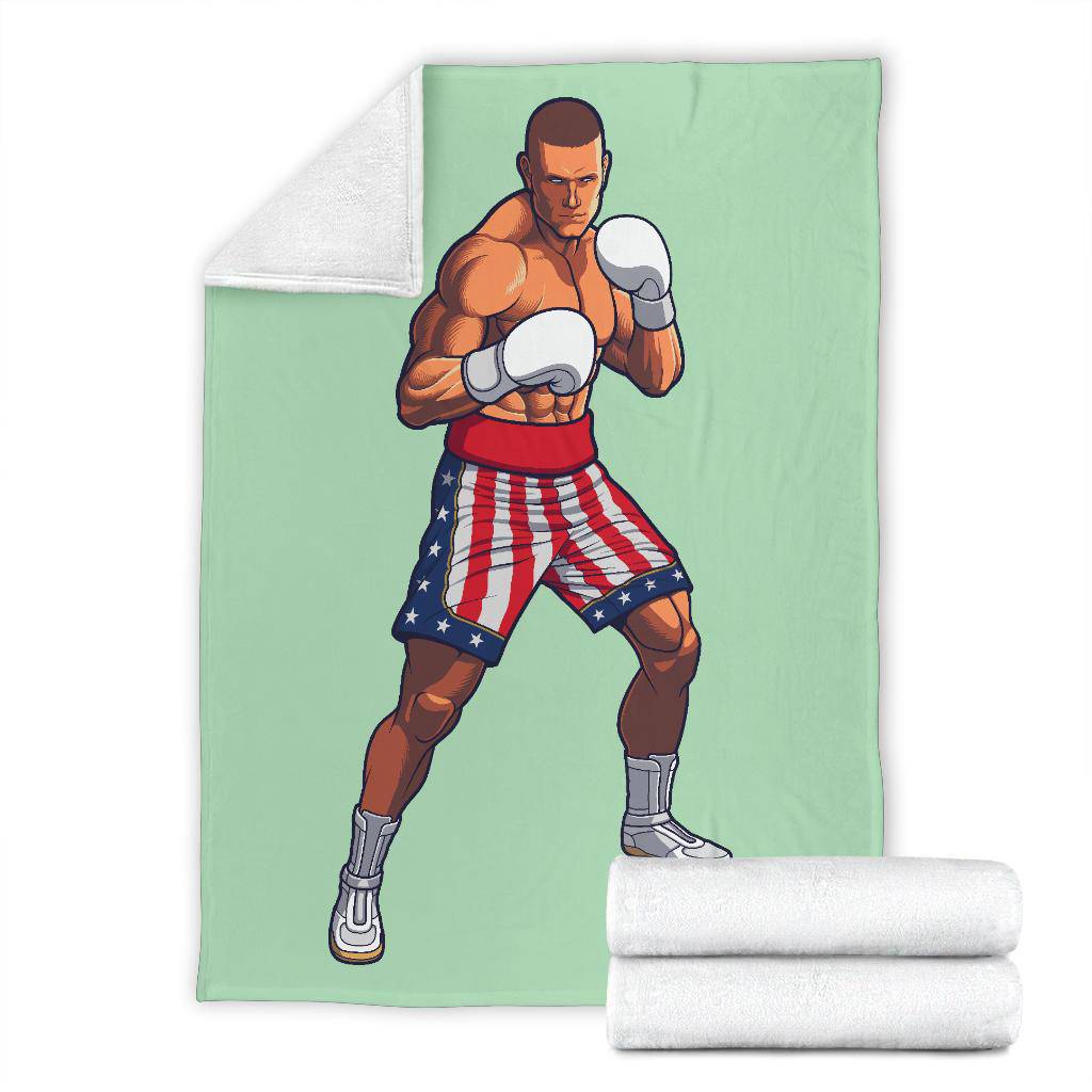 Boxing Fighter USA Flag Cartoon Premium Blanket - Top Content | POD Collection | Free Shipping