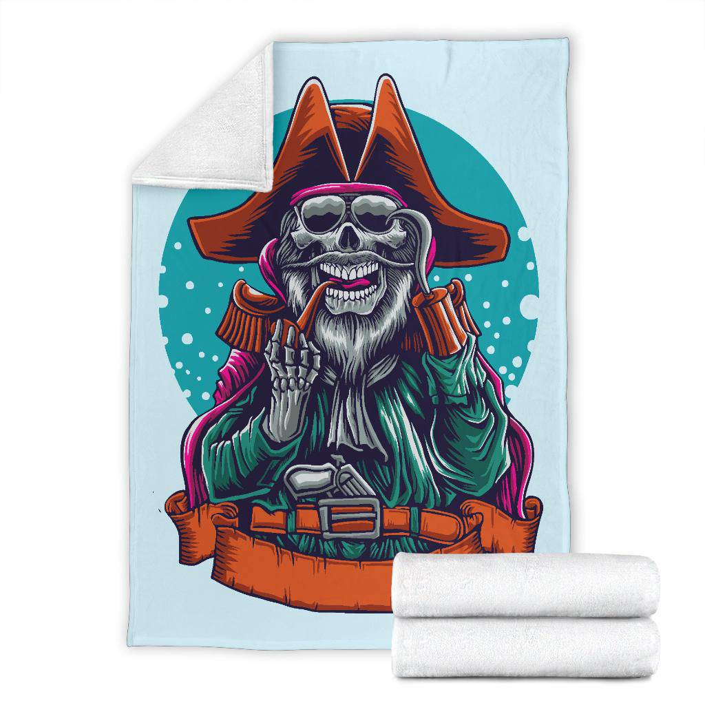 Pirate Skeleton, Smoking Skull Head Premium Blanket - Top Content | POD Collection | Free Shipping