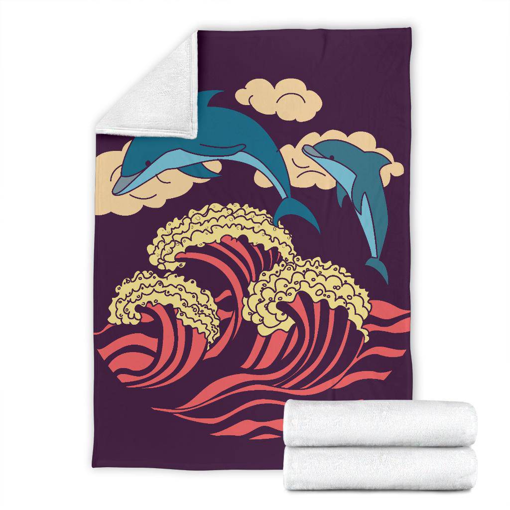 Dolphins in the Sea Purple Premium Blanket - Top Content | POD Collection | Free Shipping