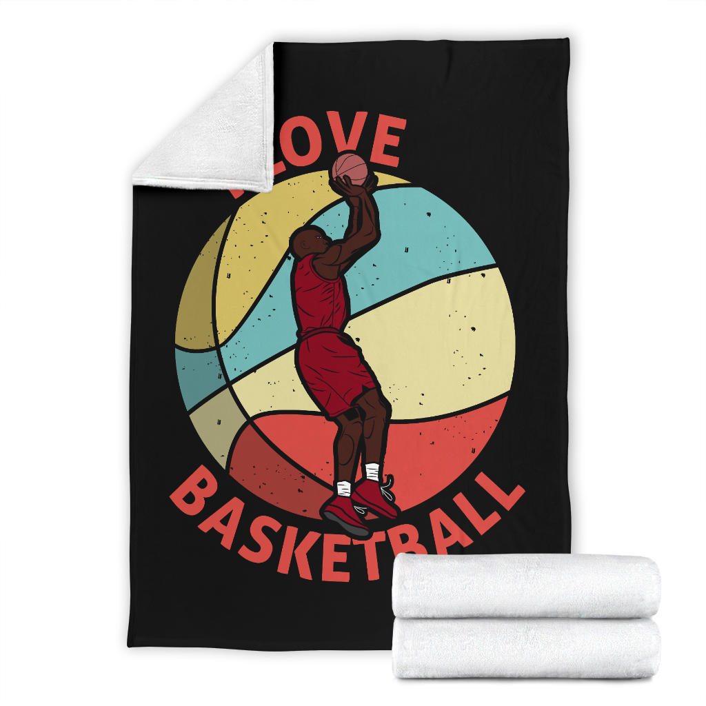 I love basketball mockup design retro style blanket - Top Content | POD Collection | Free Shipping