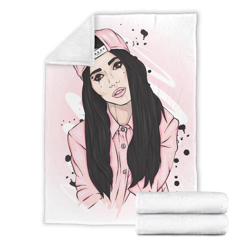 Beautiful Pink Snapback Girl Premium Blanket - Top Content | POD Collection | Free Shipping