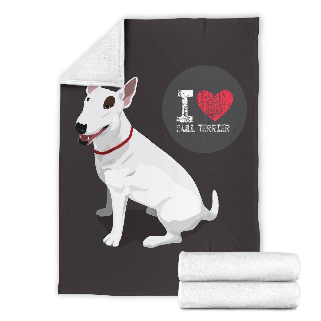 Premium Blanket I Love Bull Terrier Dog Lover Cartoon - Top Content | POD Collection | Free Shipping