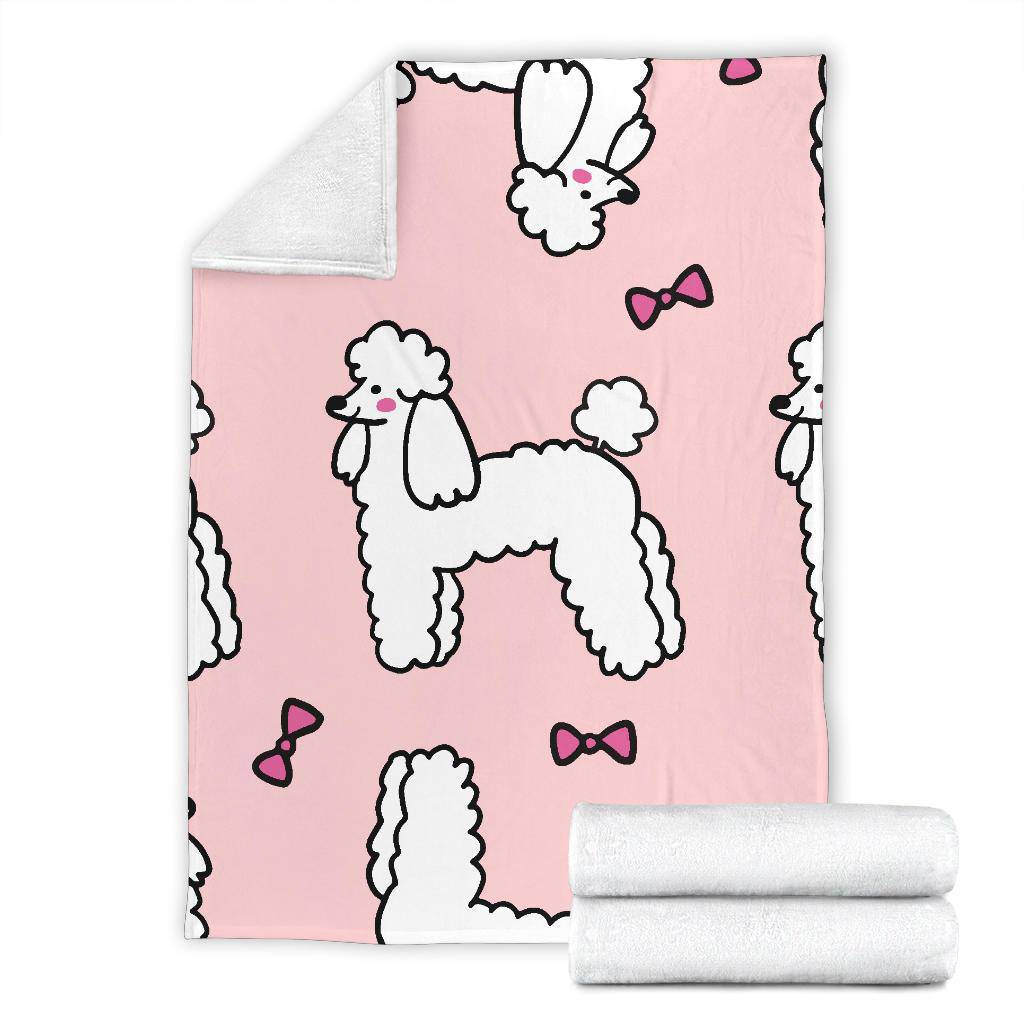 Premium Blanket Poodle Dog With Ribbon Cartoon Background - Top Content | POD Collection | Free Shipping