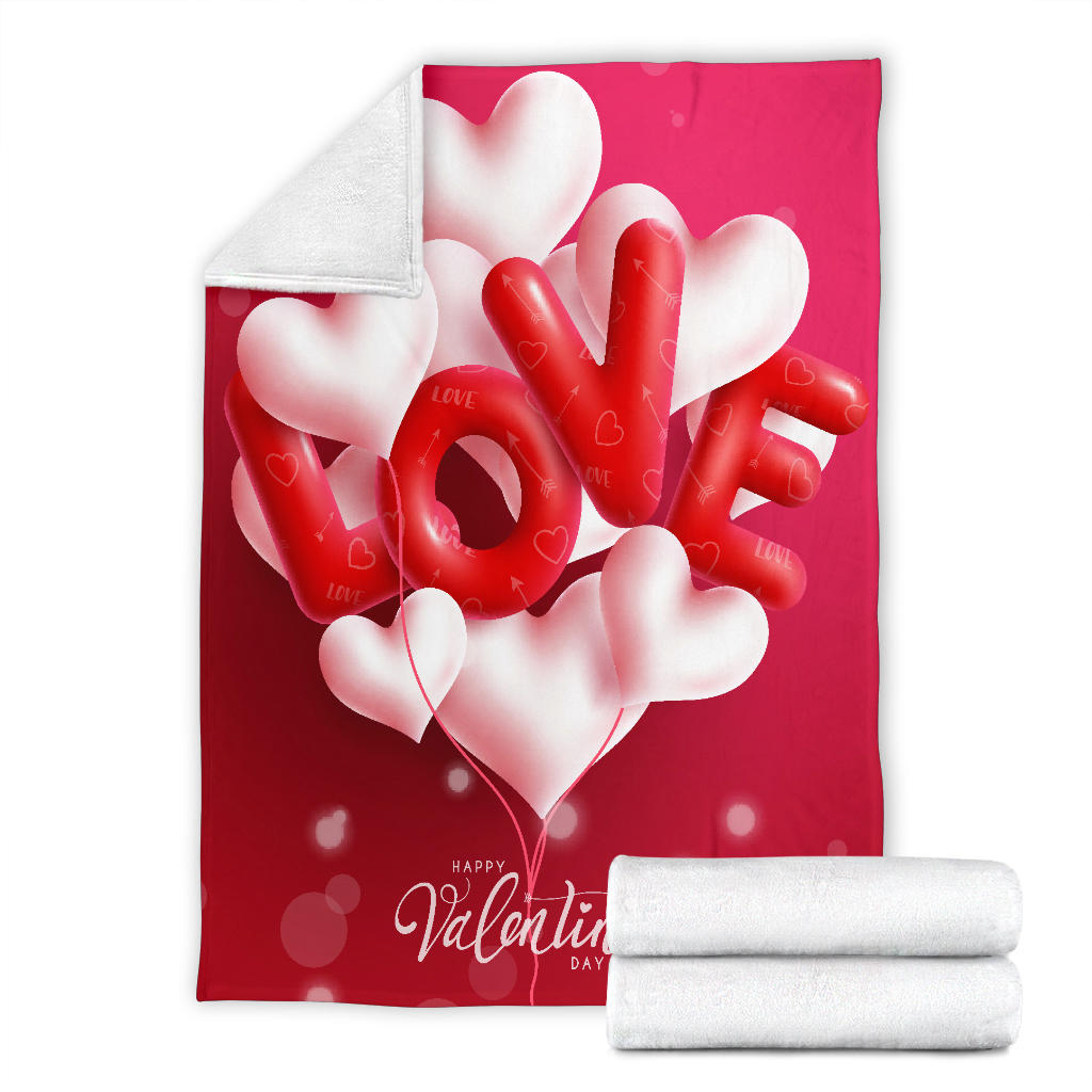 Valentines Day Love Balloons Blanket