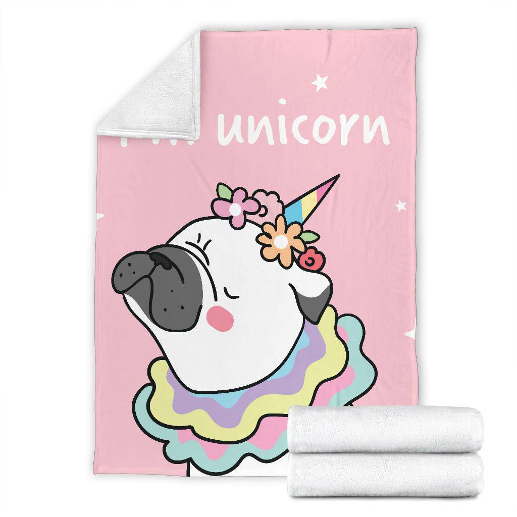 Pug Dog Unicorn and Wreath on the head Cartoon Premium Blanket - Top Content | POD Collection | Free Shipping