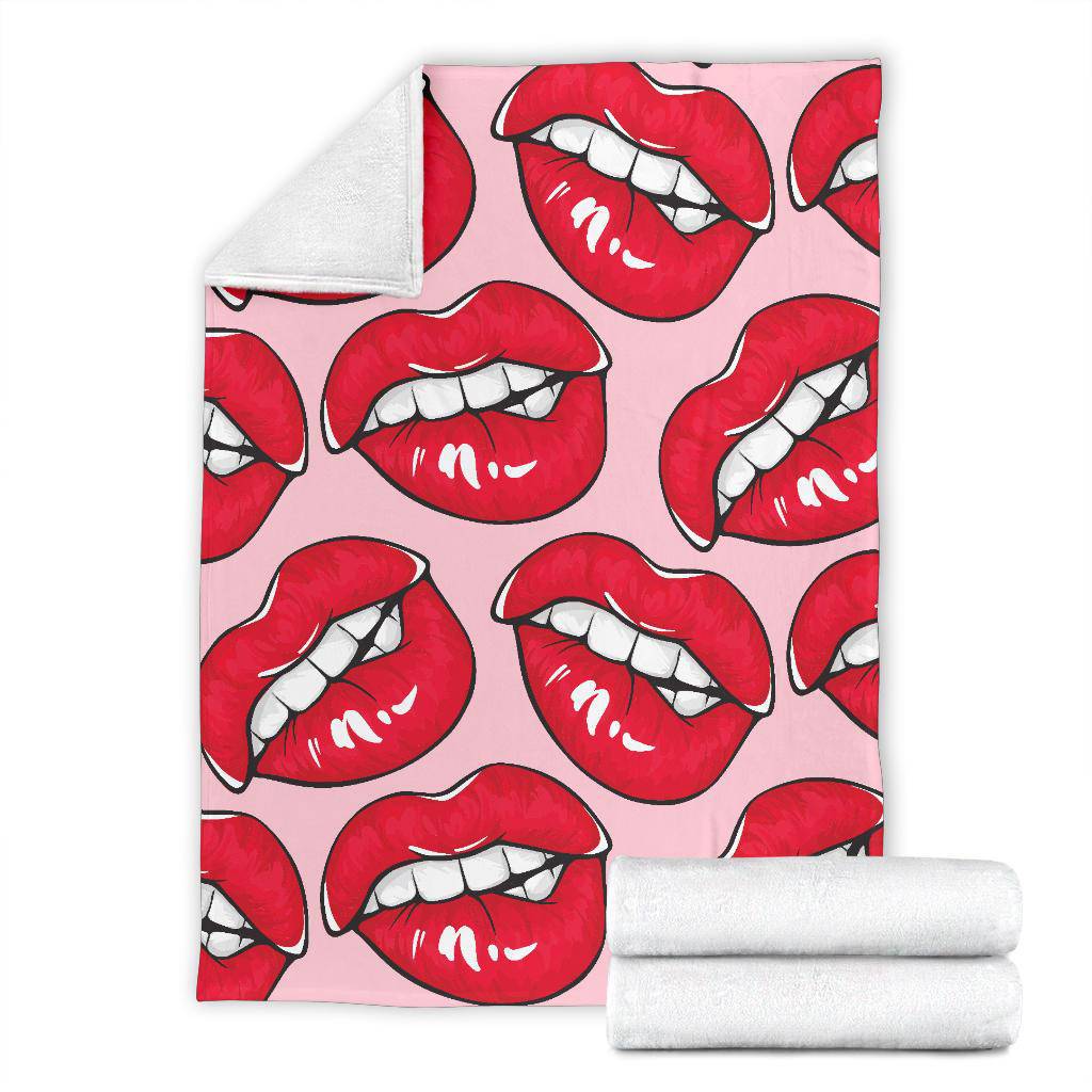 Sexy Red Lips Seamless Pattern Fashion Cartoon Premium Blanket - Top Content | POD Collection | Free Shipping