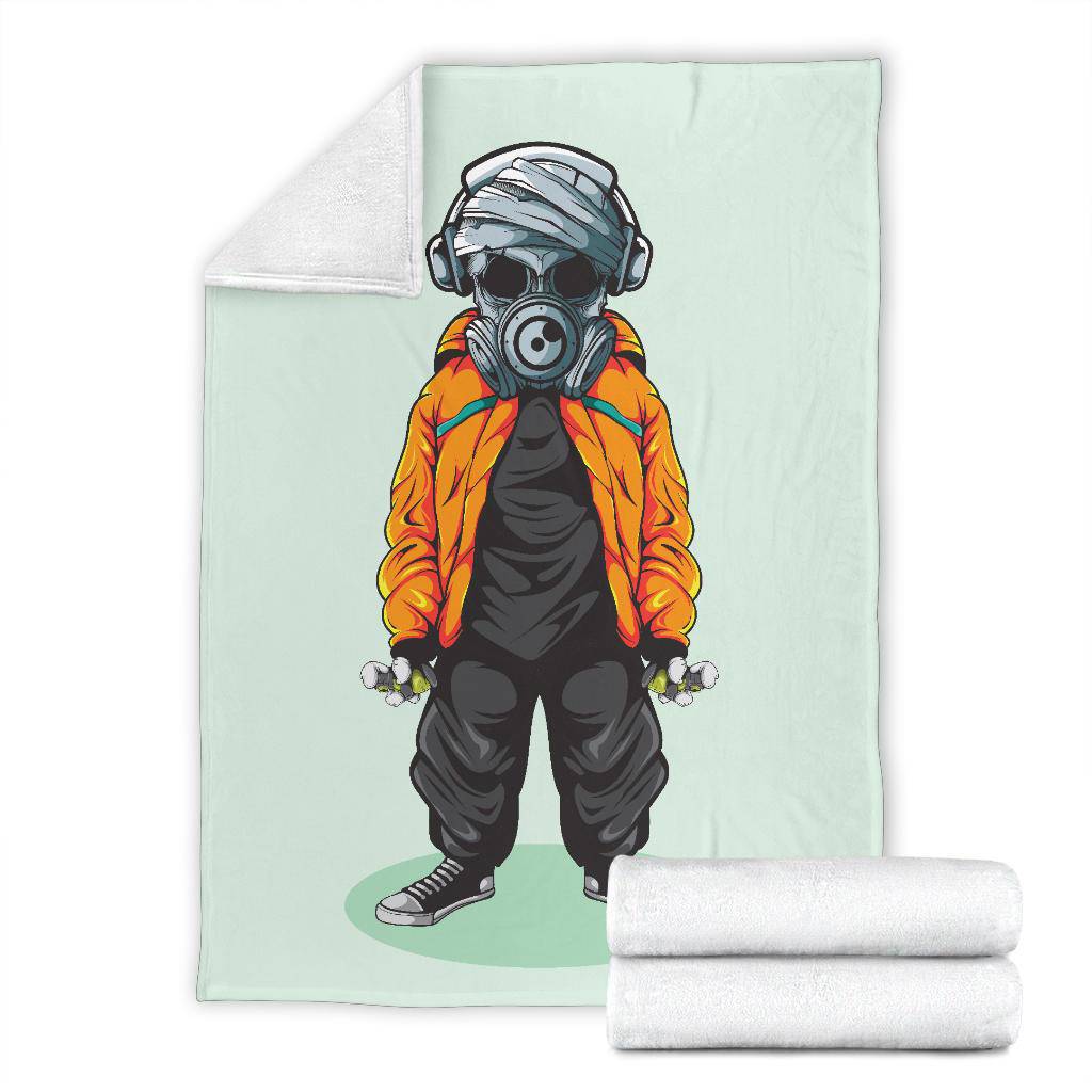 Skull Graffiti Artist with Mask Premium Blanket - Top Content | POD Collection | Free Shipping