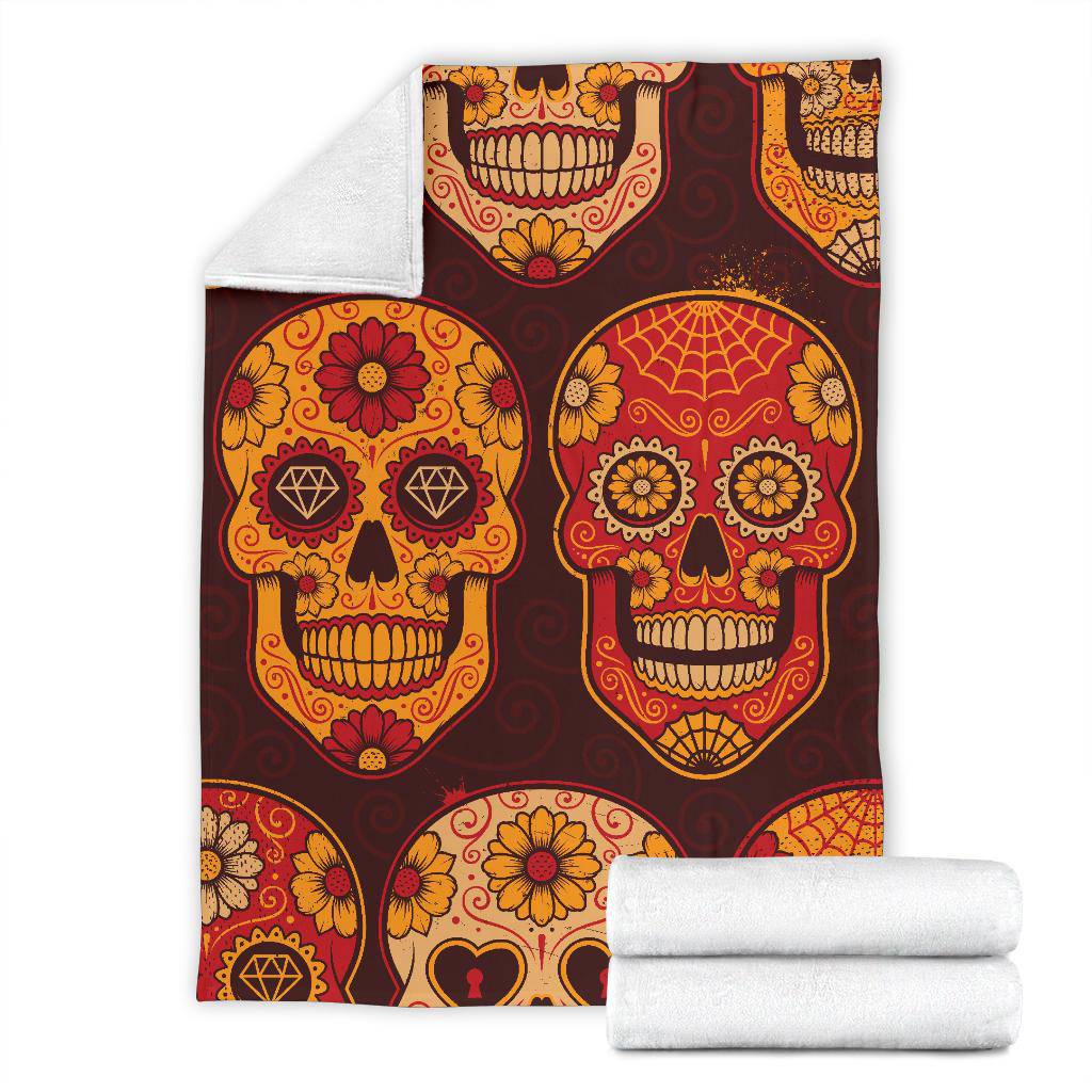 Mexican Calavera Skulls Colourful Pattern Premium Blanket - Top Content | POD Collection | Free Shipping