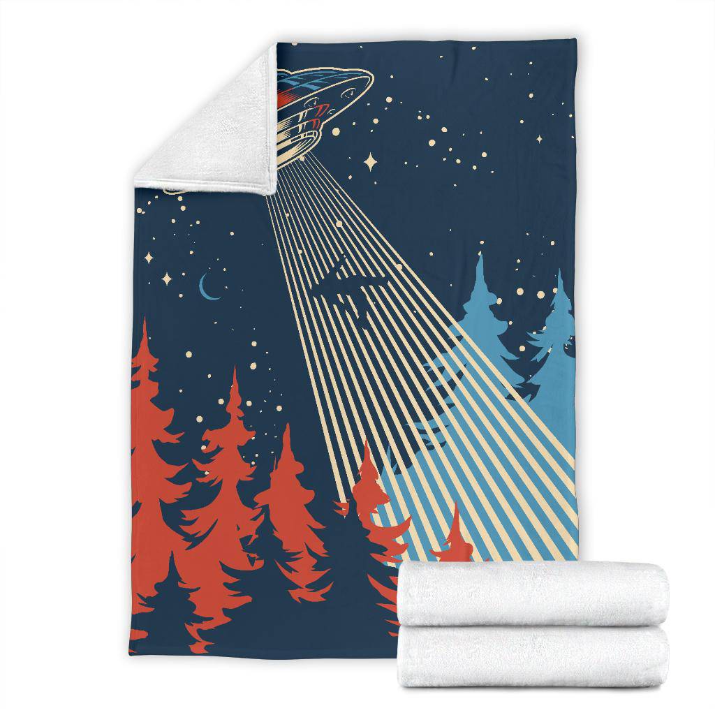 UFO Man Abduction Alien Space Ship Night Premium Blanket - Top Content | POD Collection | Free Shipping