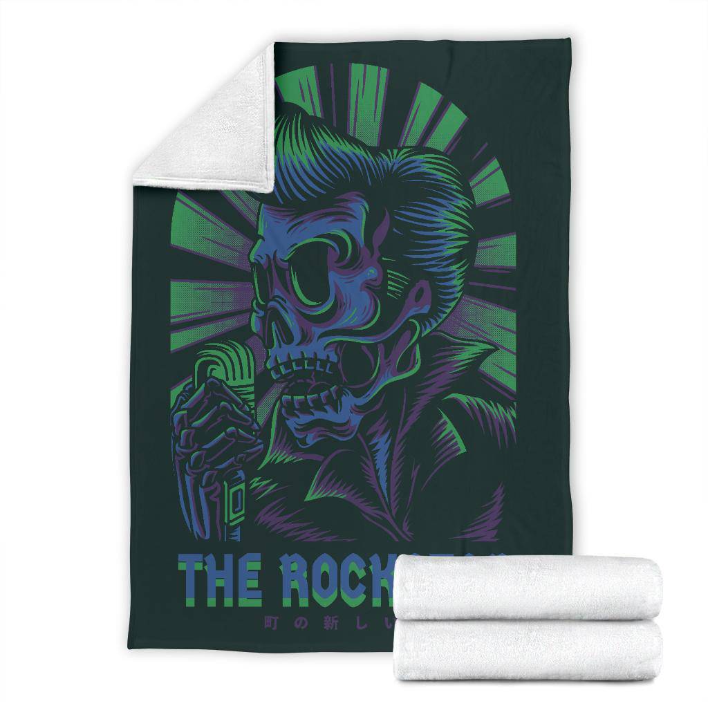 Premium Blanket Elvi Skull The Rockstar Retro Cartoon - Top Content | POD Collection | Free Shipping