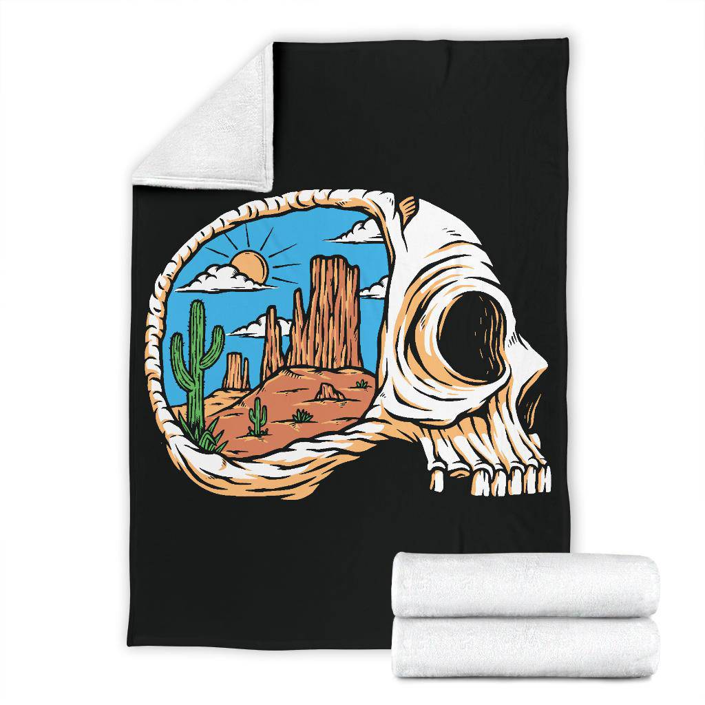 Skull Head Desert Views In My Mind Cartoon Premium Blanket - Top Content | POD Collection | Free Shipping