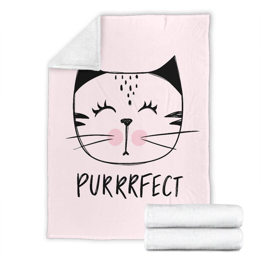 Purrrfect Cute Cat Drawing Illustration Premium Blanket - Top Content | POD Collection | Free Shipping