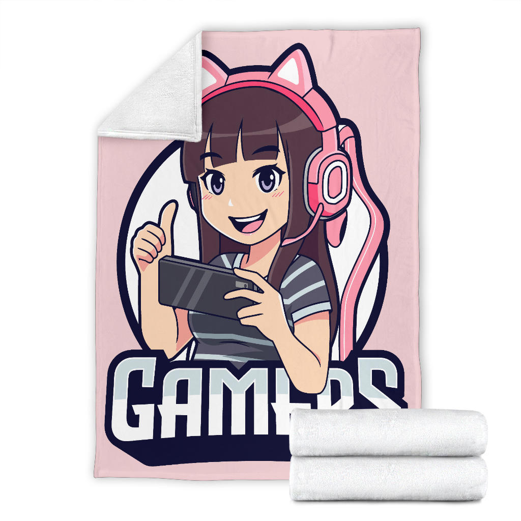 Gamers Cat Pink Blanket