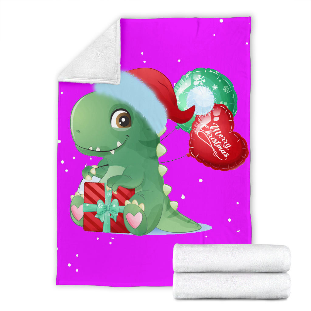 cute dinosaur merry christmas baloon pink blanket - Top Content | POD Collection | Free Shipping