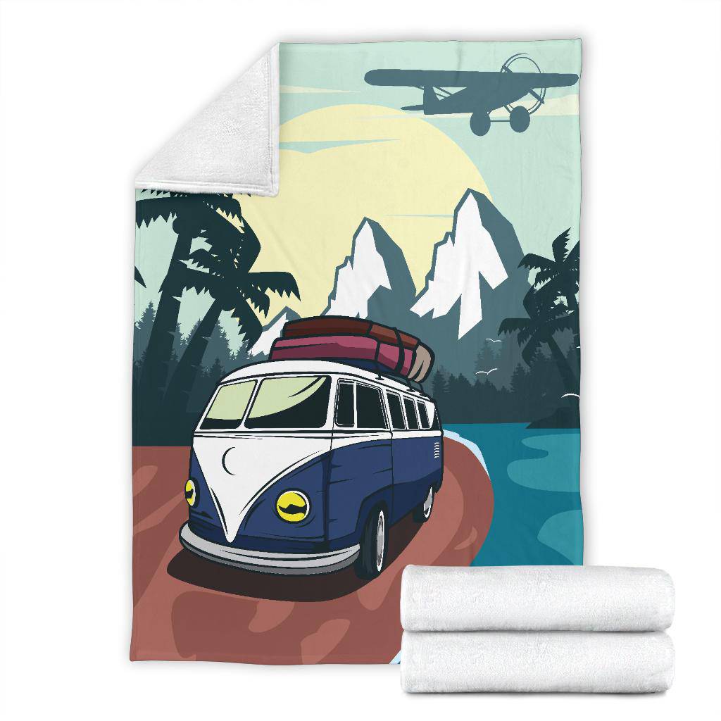 Tropical Van Vacation Cartoon Premium Blanket - Top Content | POD Collection | Free Shipping