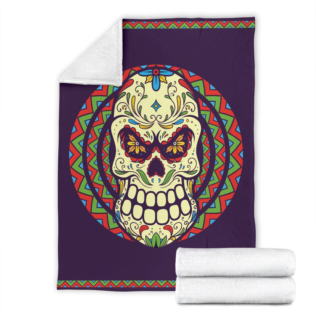 Mexican Skull Cartoon Dia De Los Muertos Premium Blanket - Top Content | POD Collection | Free Shipping