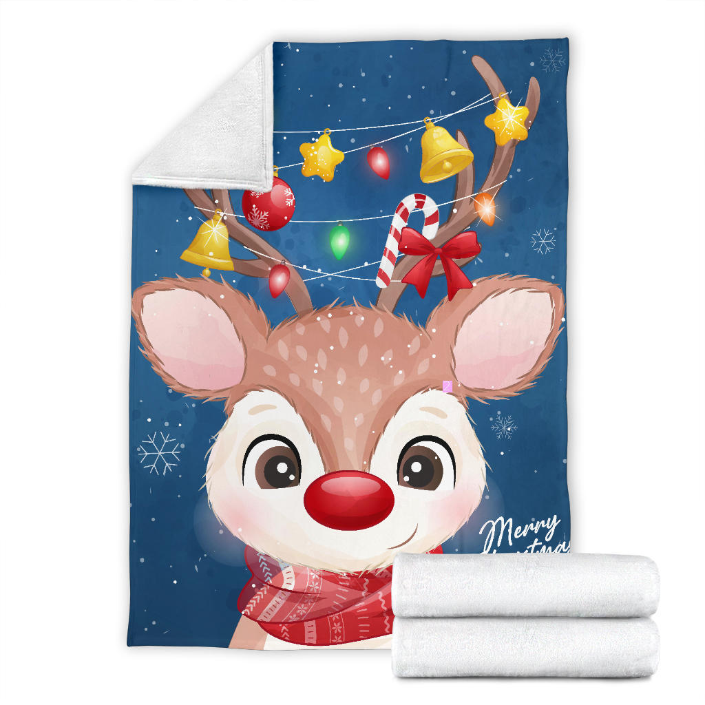 happy christmas deer watercolor blanket - Top Content | POD Collection | Free Shipping