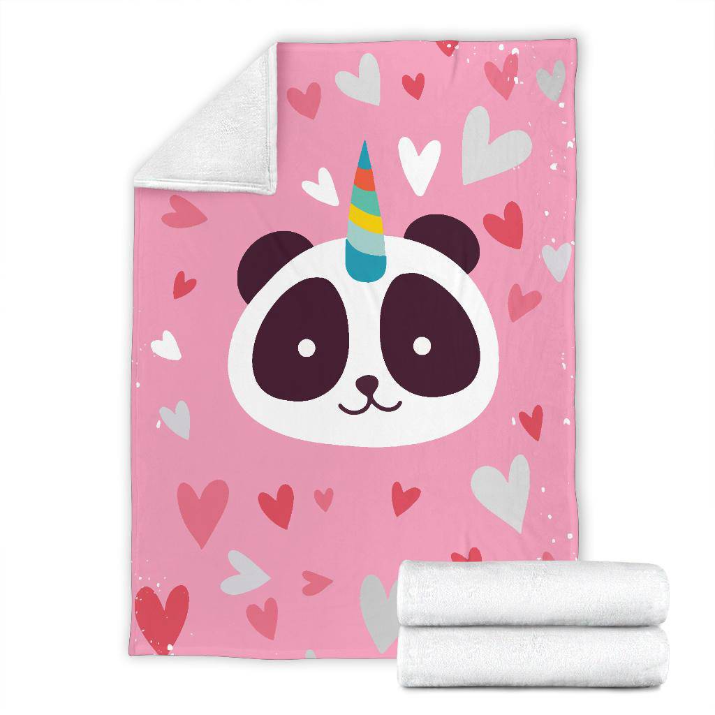 Cute Panda Unicorn Pink Heart Premium Blanket - Top Content | POD Collection | Free Shipping