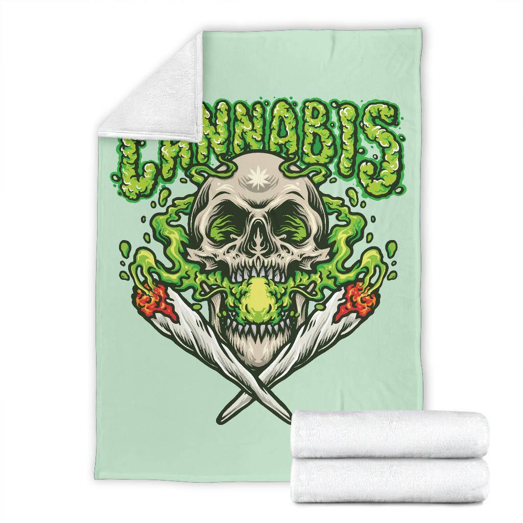 Skull Smoking Cannabis Joint Premium Blanket - Top Content | POD Collection | Free Shipping