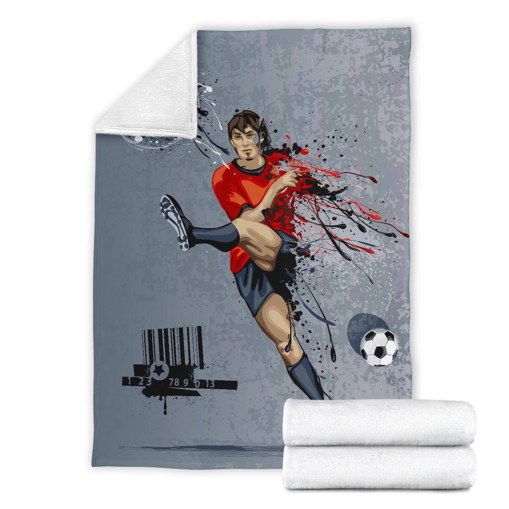 Pro Football Player Kicking Ball Cartoon Premium Blanket - Top Content | POD Collection | Free Shipping