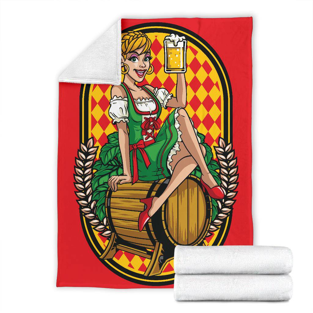 Oktoberfest Sexy Woman with Beer in Her Hand Premium Blanket - Top Content | POD Collection | Free Shipping