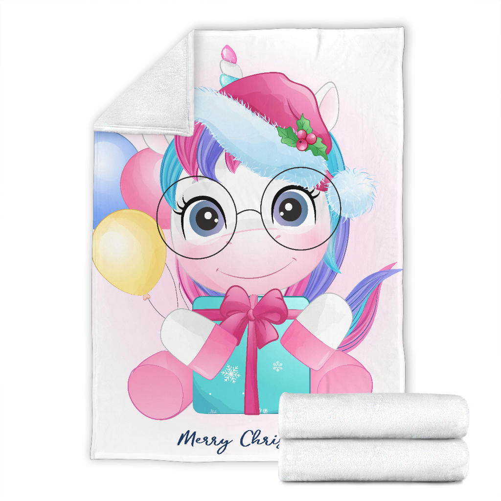 winter unicorn with baloons merry christmas blanket - Top Content | POD Collection | Free Shipping