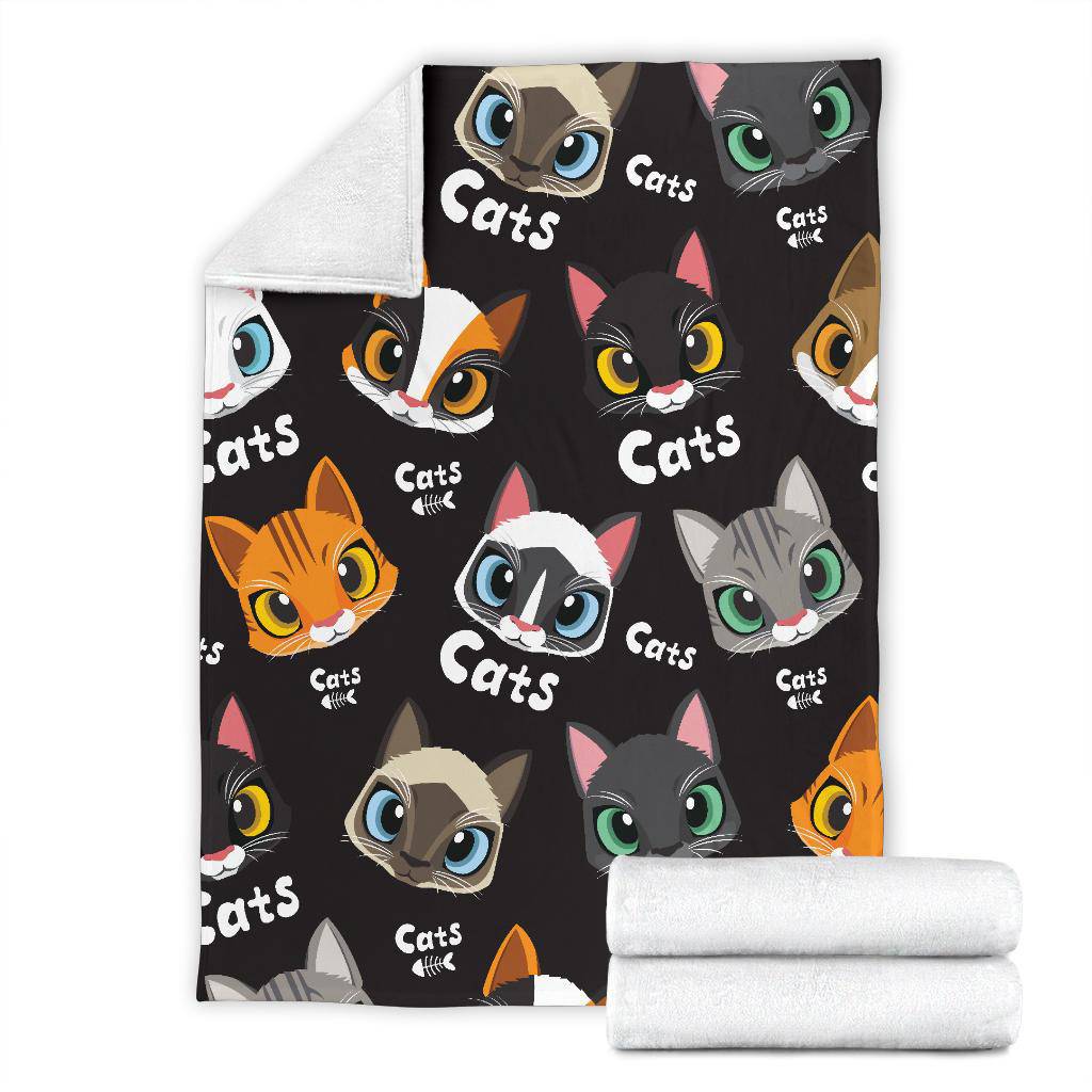 Cute Beautiful Cats Pattern Cartoon Style Drawing Premium Blanket - Top Content | POD Collection | Free Shipping