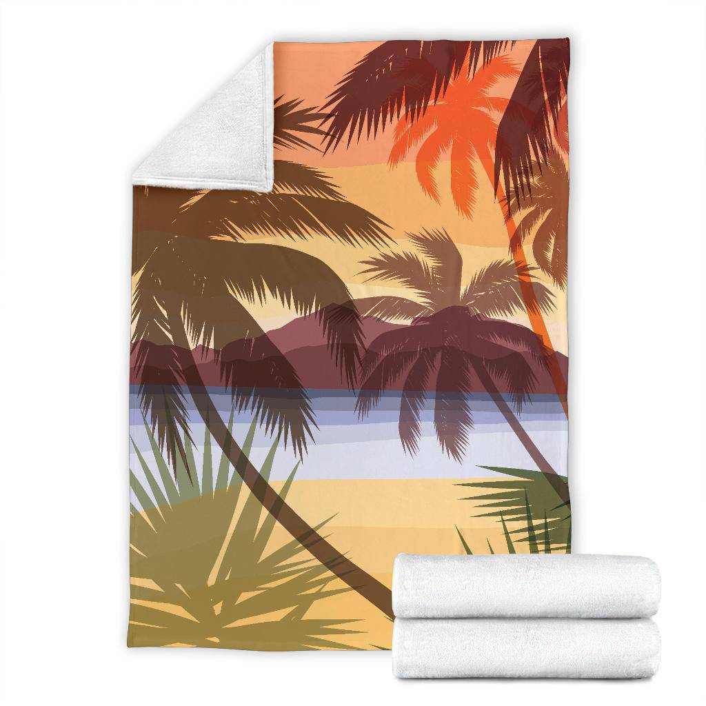 Beach Summer Sunset Palms Silhouette Premium Blanket - Top Content | POD Collection | Free Shipping