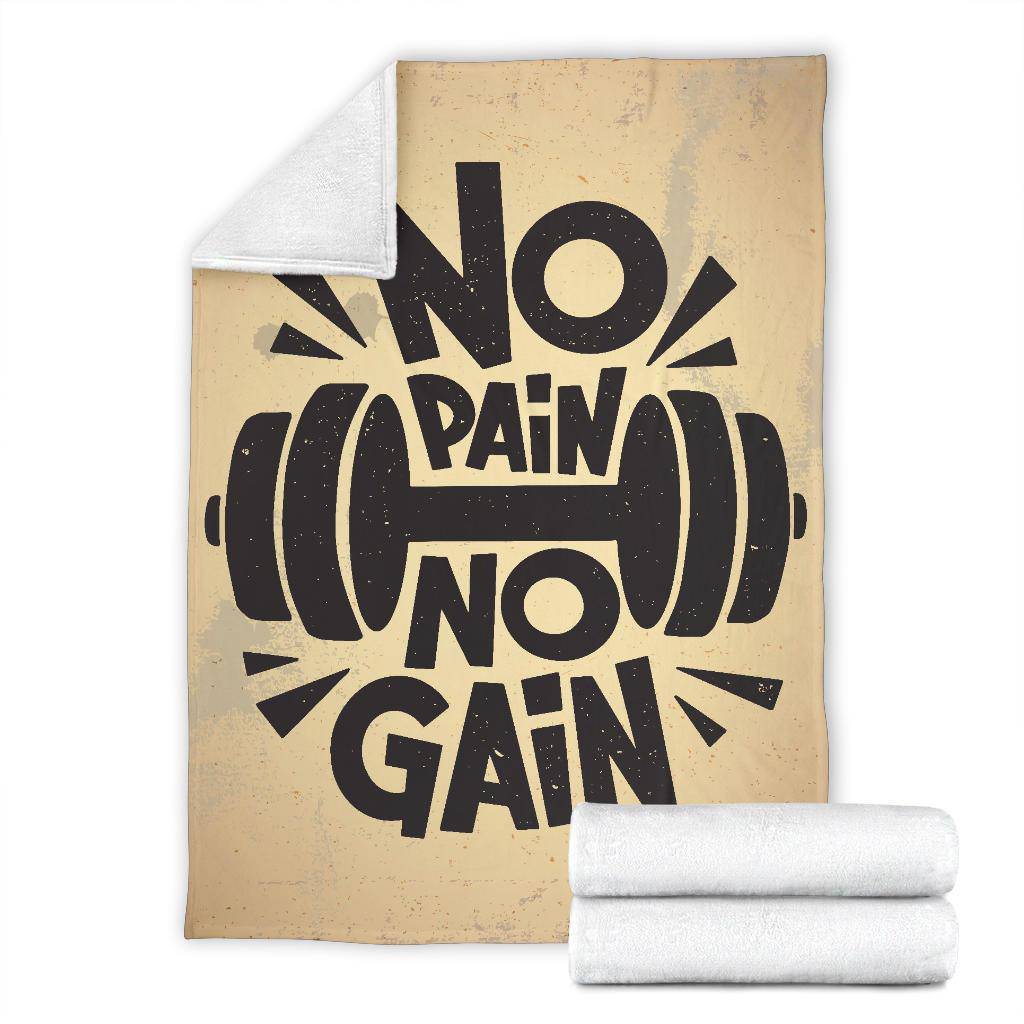 Premium Blanket Gym Quote No Pain No Gain - Top Content | POD Collection | Free Shipping