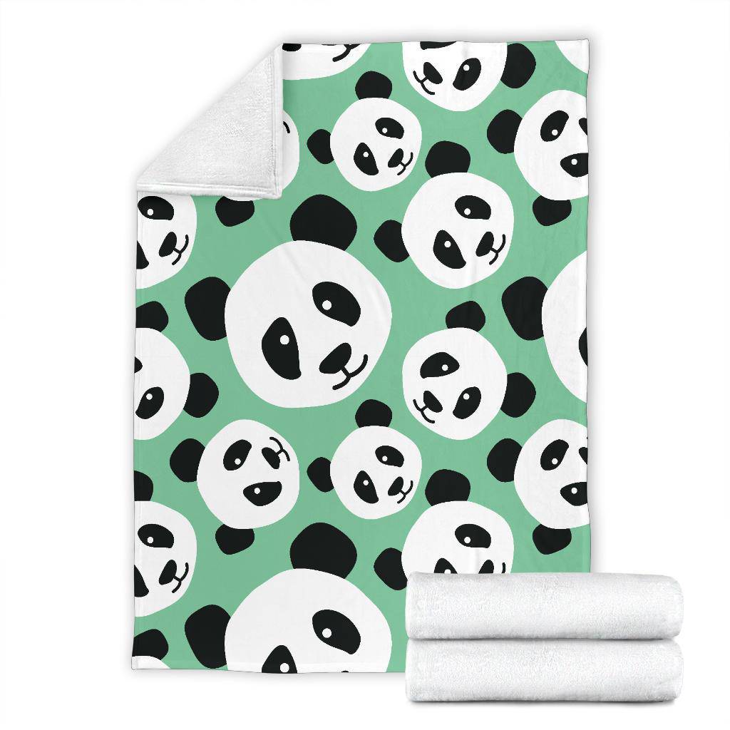 Cute Panda Head Green Premium Blanket - Top Content | POD Collection | Free Shipping