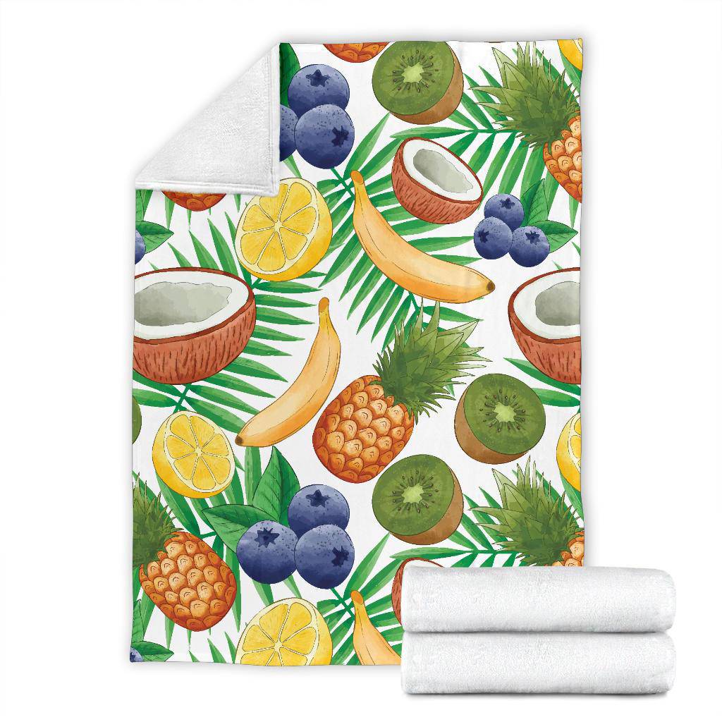 Exotic Fruit Pattern Banana Coconut Kiwi Pineapple Premium Blanket - Top Content | POD Collection | Free Shipping